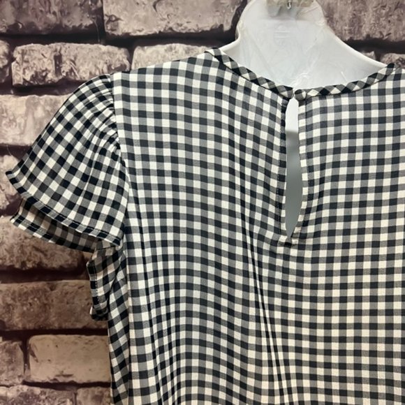Ann Taylor Black & White Check Short Sleeve Top Size XSP - Picture 6 of 9